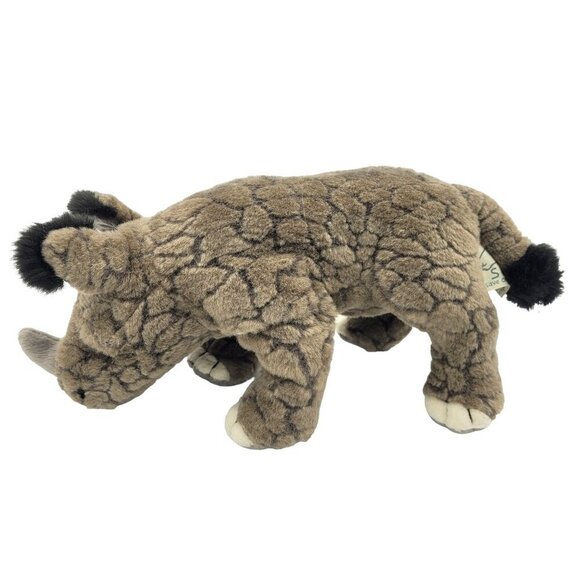 Save Our Space Rhinoceros 10" Gray Textured Realistic Plush Stuffed Toy 2018 - Picture 4 of 8